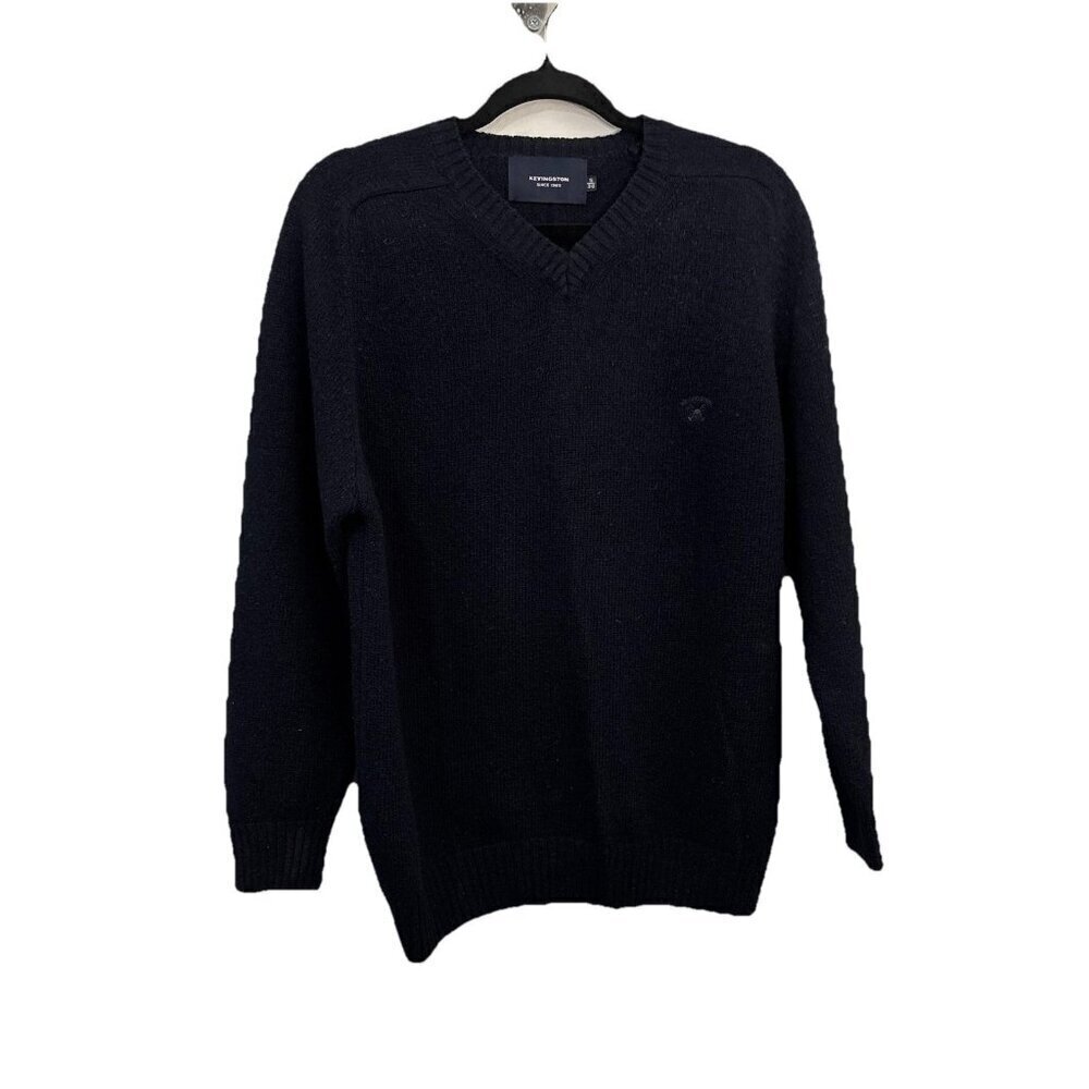 Kevingston Navy Blue Wool Preppy Academia V Neck Sweater Classic Fit Size S/38